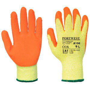 A150 Classic Latex Grip Handschoen, Oranje (per 25 paar), Size M/8